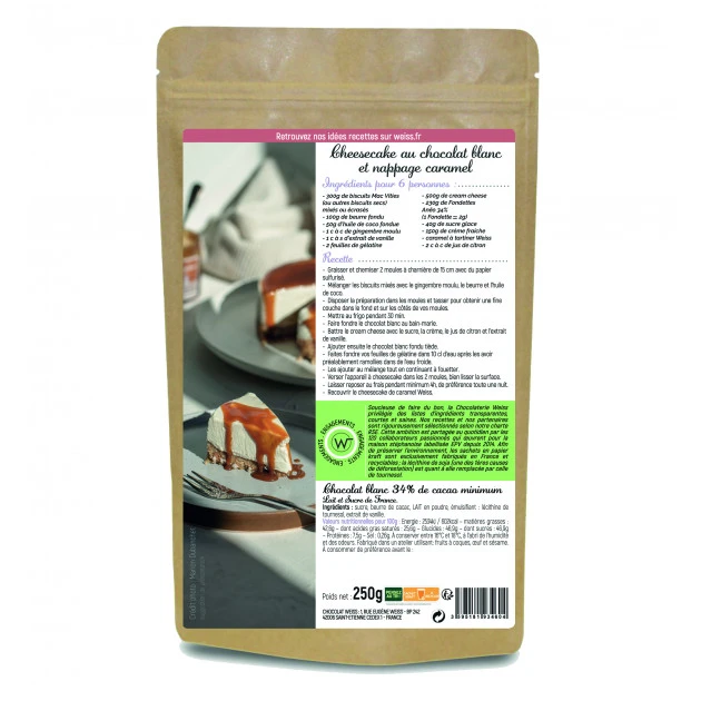 Chocolat Blanc 34% Fondettes 250g Weiss 2 Chocolat Blanc 34% Fondettes 250g Weiss â Image 2