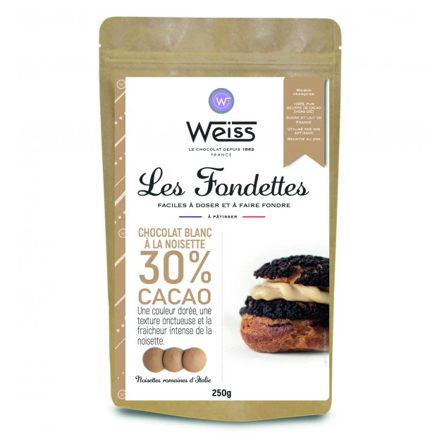Chocolat Blanc Noisette 30% Fondettes 250g Weiss 1 Chocolat Blanc Noisette 30% Fondettes 250g Weiss