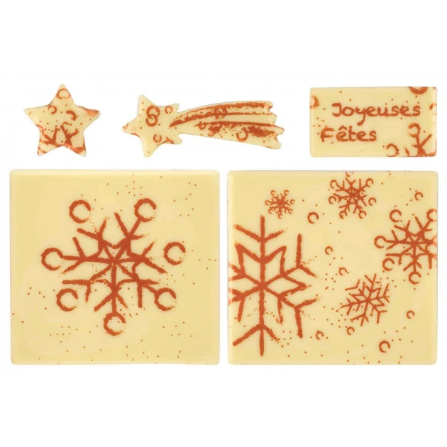 Décoration de Bûche de Noël Chocolat Blanc Joyeuses Fêtes (x1) Florensuc 1 Décoration de Bûche de Noël Chocolat Blanc Joyeuses Fêtes (x1) Florensuc