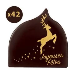 Embout de Bûche Cerf Joyeuses Fêtes Décor en Chocolat 80x60 mm (x42) Florensuc
