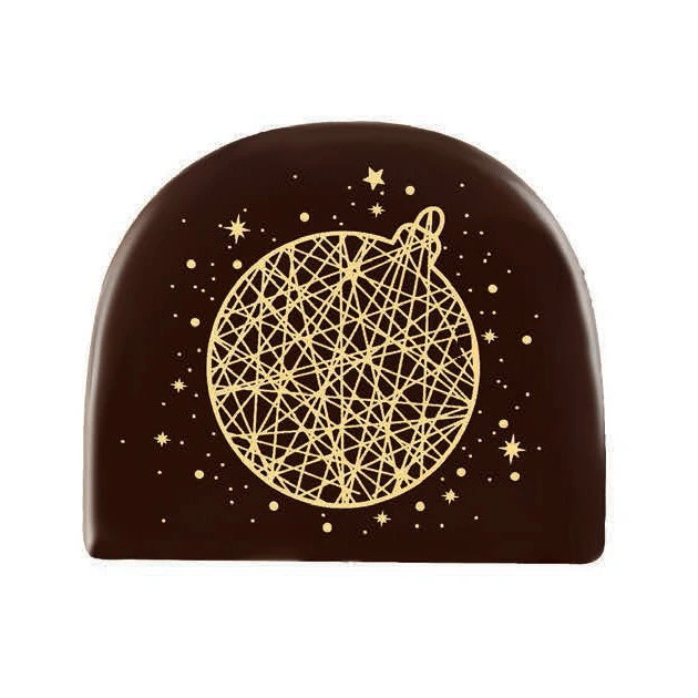 Embout de Bûche Motifs Or Décor en Chocolat 77x65 mm (x42) Florensuc 2 Embout de Bûche Motifs Or Décor en Chocolat 77x65 mm (x42) Florensuc – Image 2