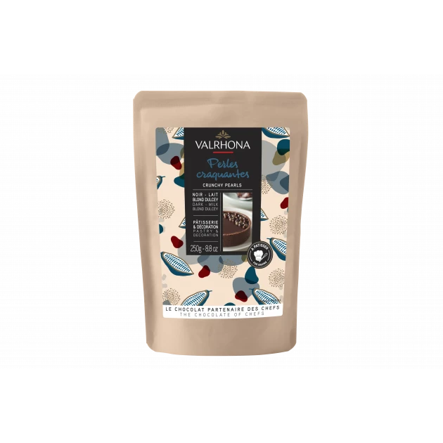 Perles Craquantes aux Chocolats Noir Lait et Blond Dulcey 250g Valrhona 1 Perles Craquantes aux Chocolats Noir Lait et Blond Dulcey 250g Valrhona