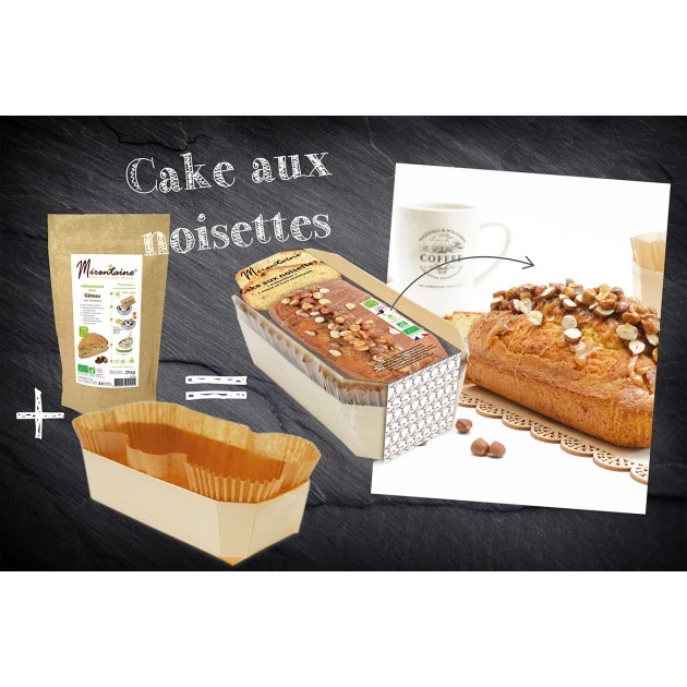 Préparation Bio Cake à la Noisette + Moule en Bois Mirontaine 2 Préparation Bio Cake à la Noisette + Moule en Bois Mirontaine – Image 2