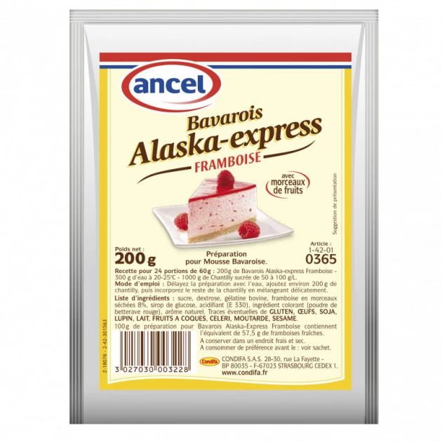 Préparation Mousse bavaroise Framboise 200g Alaska-Express Ancel 1 Préparation Mousse bavaroise Framboise 200g Alaska-Express Ancel